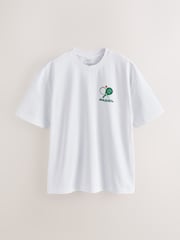 White Padel Relaxed Fit Graphic Print T-Shirt - Image 1 of 4