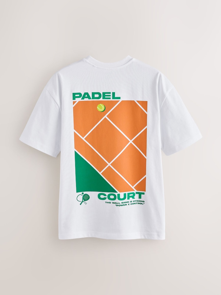 White Padel Relaxed Fit Graphic Print T-Shirt - Image 2 of 4 White Padel Relaxed Fit Graphic Print T-Shirt - Image 2 of 4