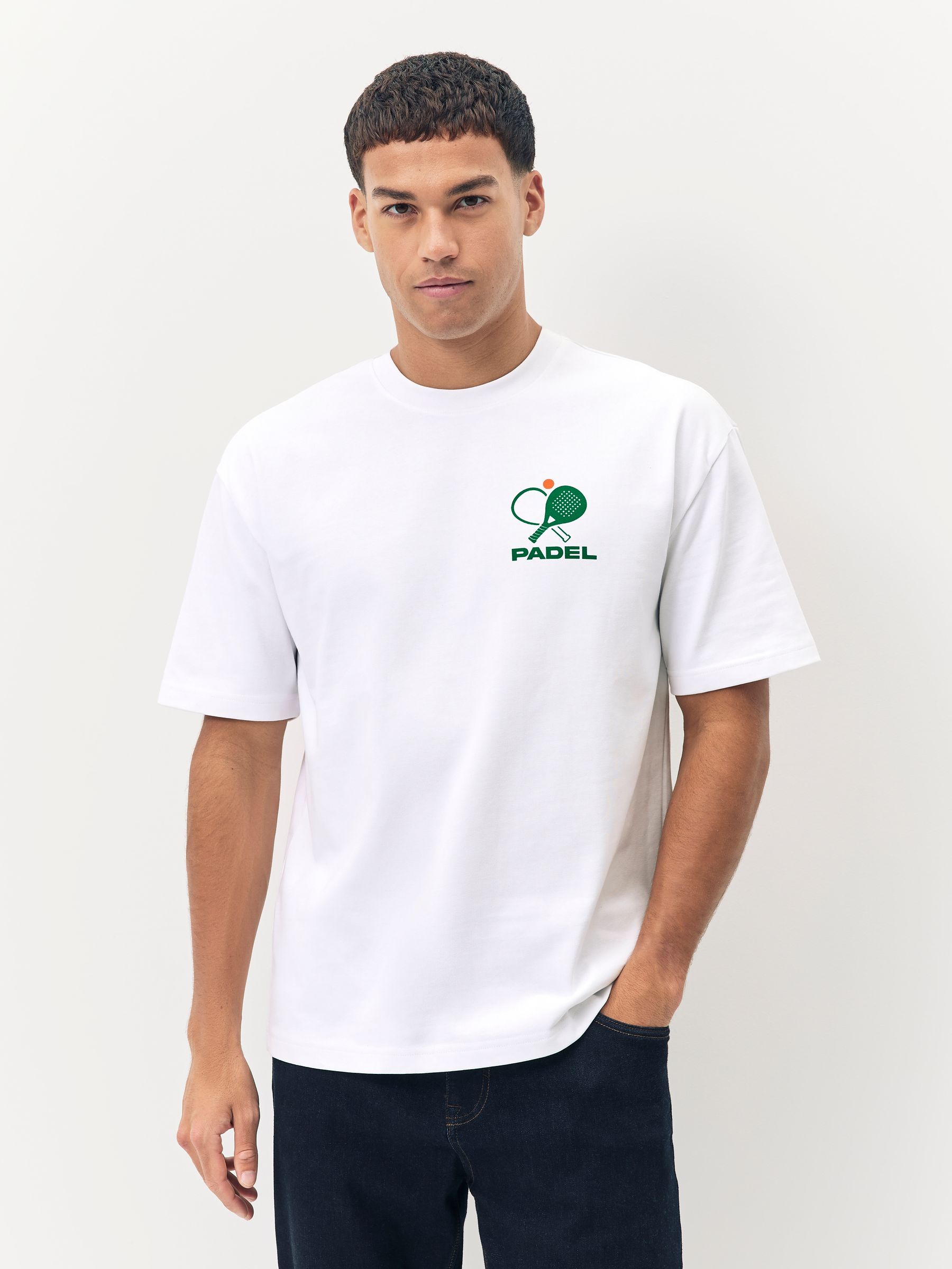 Buy White Padel Relaxed Fit Graphic Print T-Shirt from Next Romania