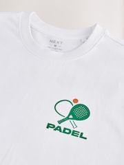 White Padel Relaxed Fit Graphic Print T-Shirt - Image 3 of 4