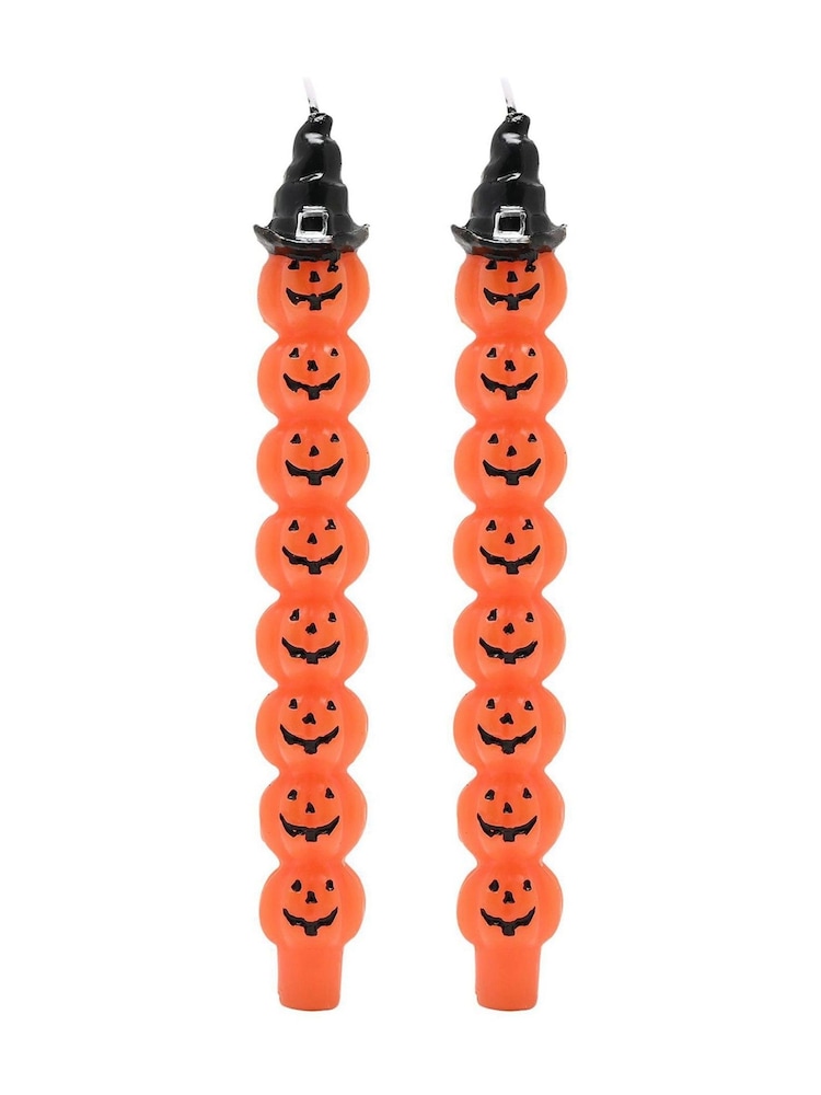 Widdop Set of 2 Pumpkin Tapered Candles - Image 1 of 2 Widdop Set of 2 Pumpkin Tapered Candles - Image 1 of 2