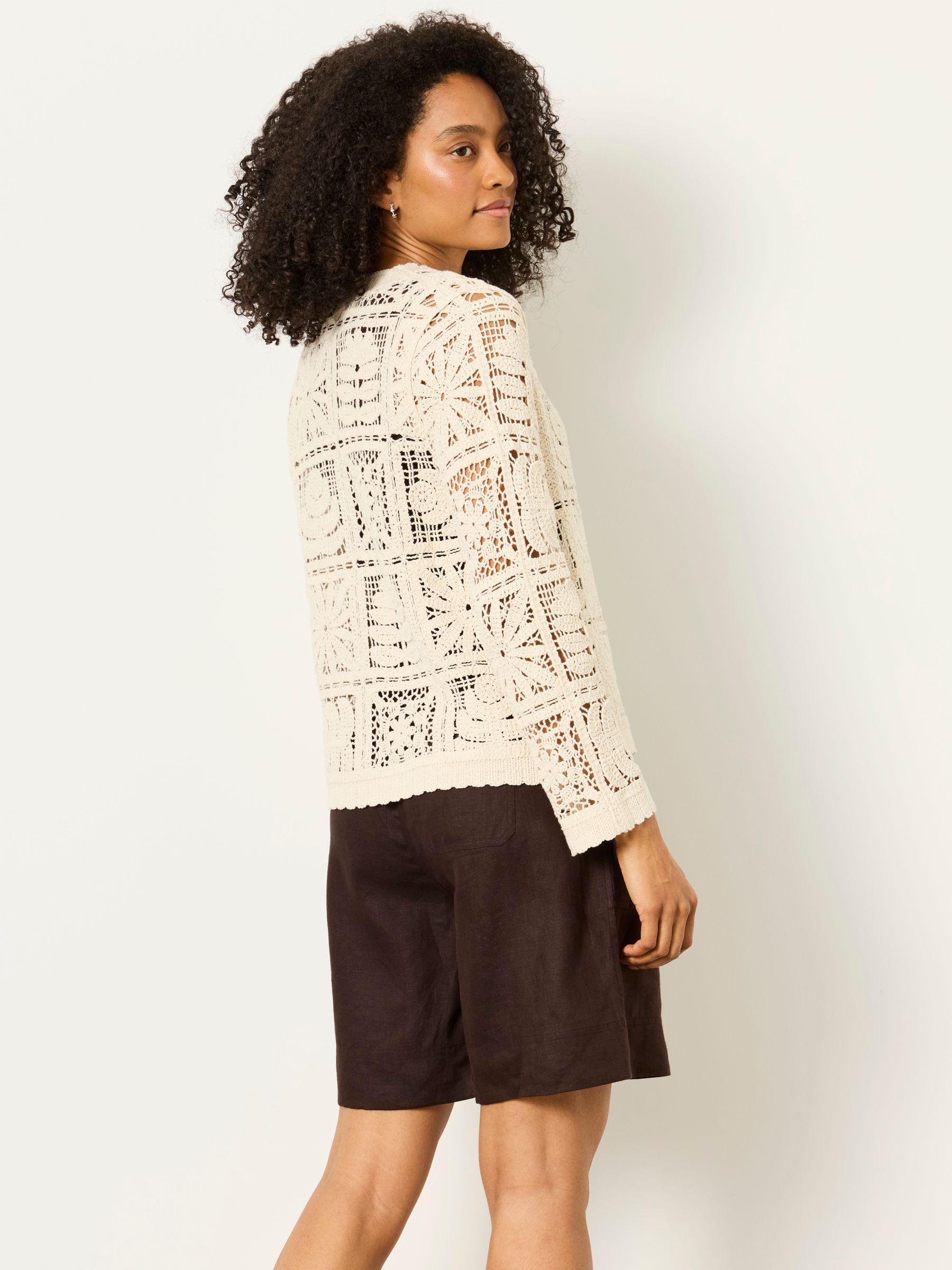 Buy FatFace Daisy Natural Crochet Cardigan from Next USA