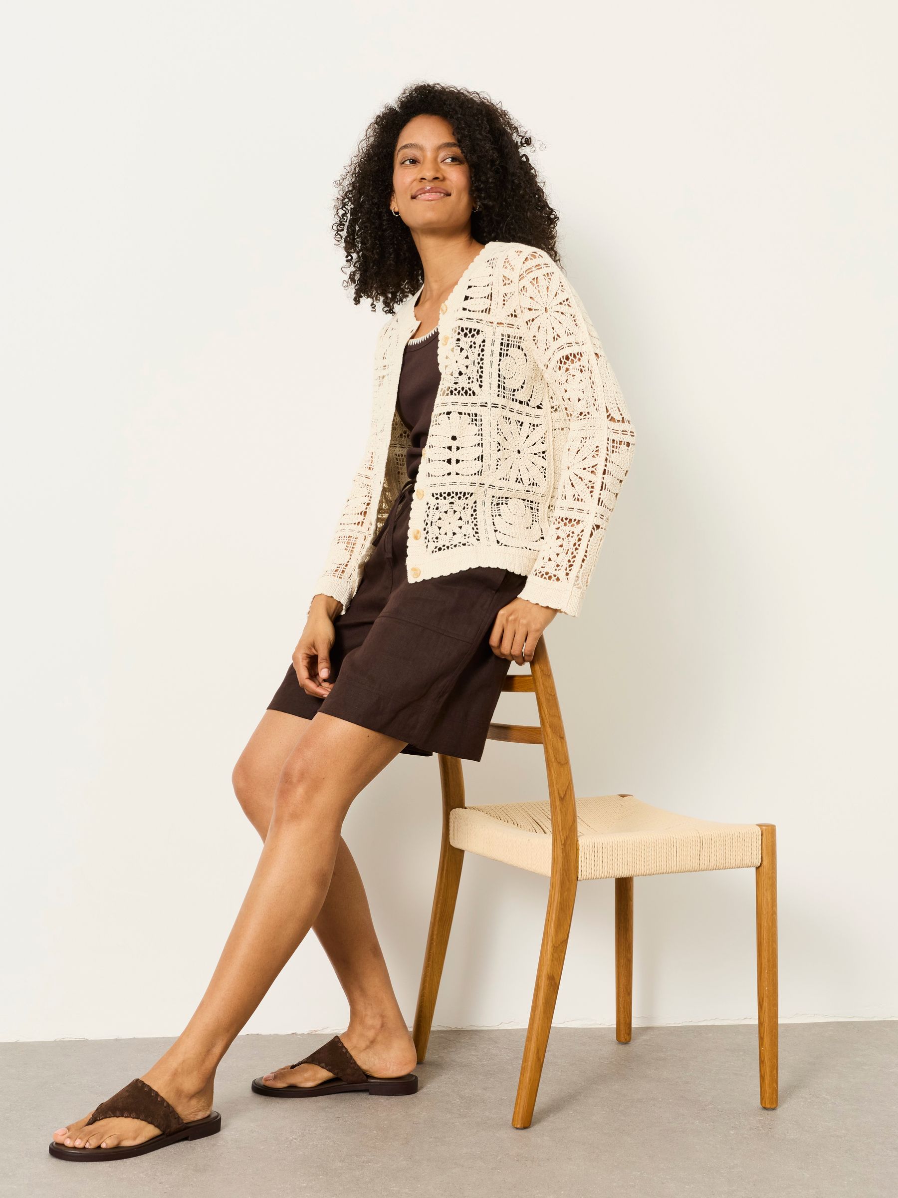 Buy FatFace Daisy Natural Crochet Cardigan from Next USA