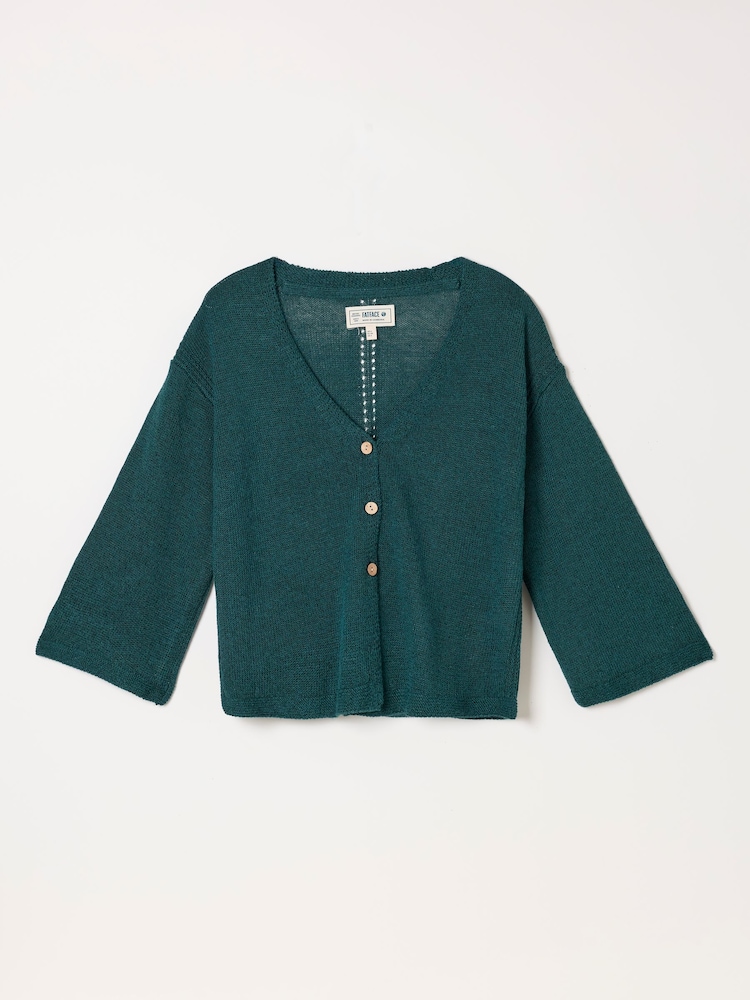 FatFace Bree Teal Blue Knitted Cardigan - Image 1 of 1