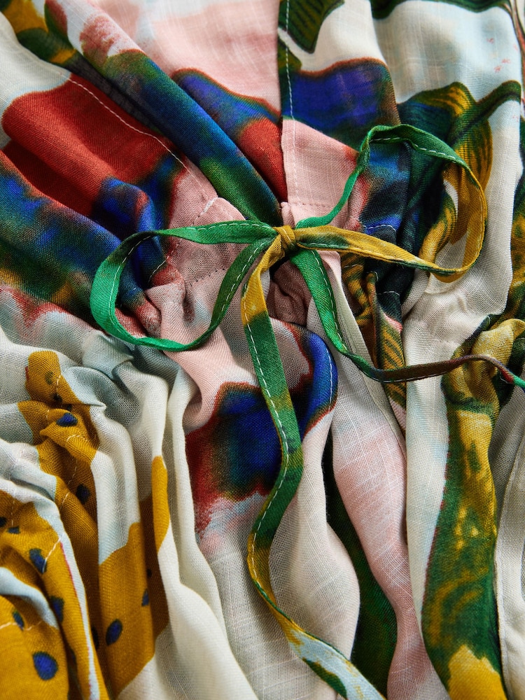 Bright Leopard Long Line Tie Waist Kaftan - Image 2 of 3