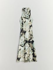 BHOEM Grey Floral Print High Neck Maxi Dress - صورة 6 من 6