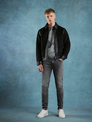 River Island Black PU Trim Suedette Harrington Jacket - Image 2 of 4