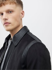 River Island Black PU Trim Suedette Harrington Jacket - Image 3 of 4