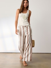 Ecru Ribbed Racer Back Sleeveless Vest Top - Image 2 of 5