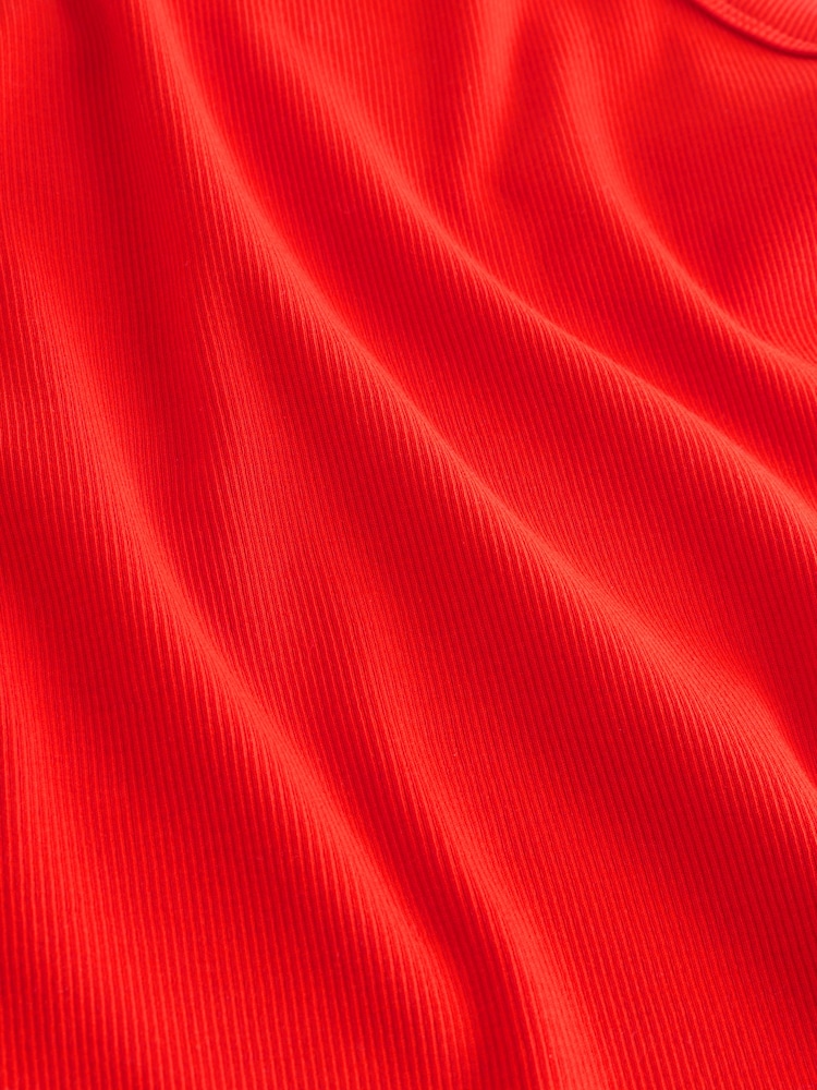 Red Ribbed Racer Tank Vest Sleeveless Top - Image 3 of 3