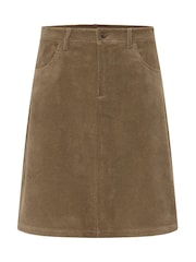 Cream Cory Above Knee Length Corduroy Brown Skirt - Image 5 of 6