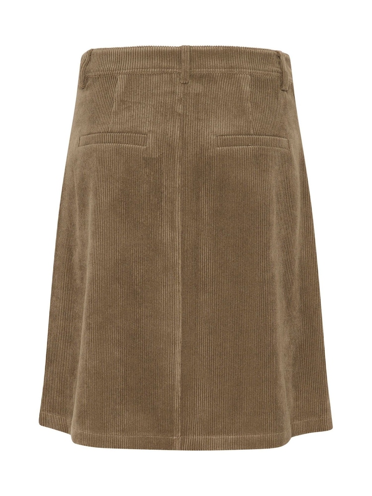 Cream Cory Above Knee Length Corduroy Brown Skirt - Image 6 of 6