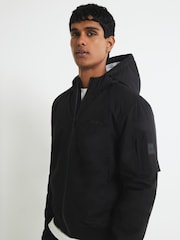 River Island Black Hooded Tech Bomber Jacket - Image 3 of 4
