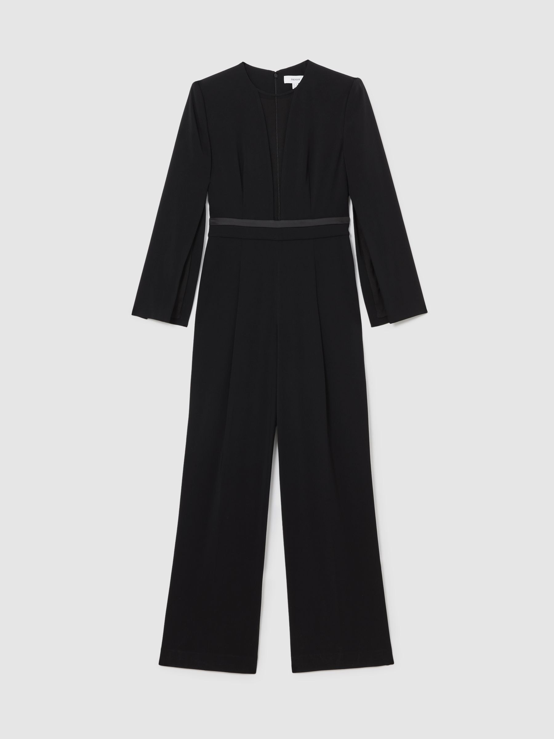 Buy Reiss Black Evora Plunge-Neck Split-Sleeve Jumpsuit from Next USA