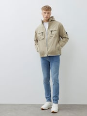 River Island Natural Hooded Washed Tech Shacket - Image 2 of 4