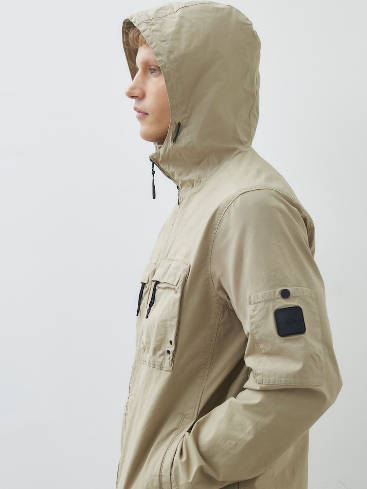 River Island Natural Hooded Washed Tech Shacket - Image 4 of 4
