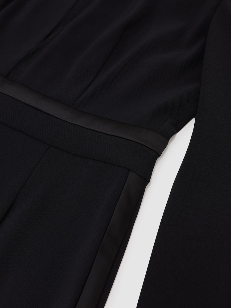 Buy Reiss Black Evora Plunge-Neck Split-Sleeve Jumpsuit from the