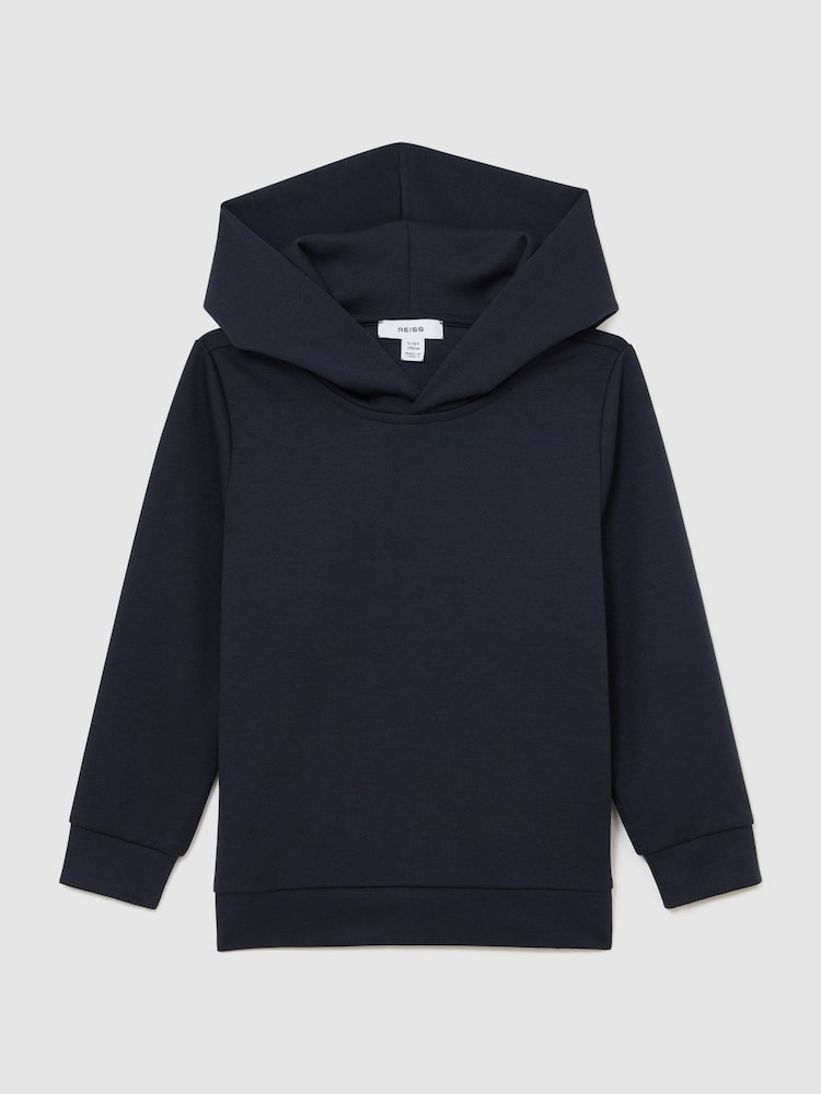 Reiss Navy Blue Fabien Interlock-Jersey Hoodie - Image 1 of 3 Reiss Navy Blue Fabien Interlock-Jersey Hoodie - Image 1 of 3