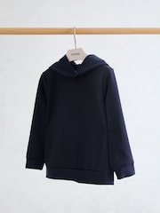 Reiss Navy Blue Fabien Interlock-Jersey Hoodie - Image 2 of 3