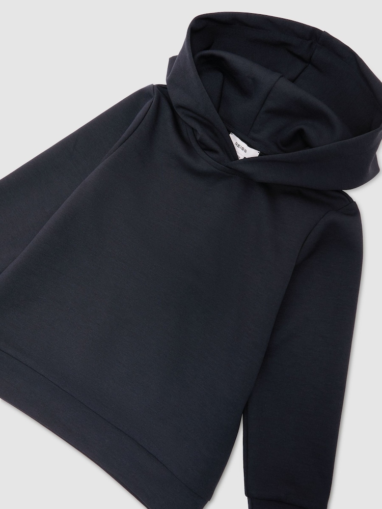 Reiss Navy Blue Fabien Interlock-Jersey Hoodie - Image 3 of 3 Reiss Navy Blue Fabien Interlock-Jersey Hoodie - Image 3 of 3