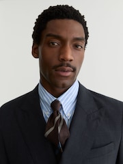 Reiss Navy Venue Double-Breasted Wool-Blend Tailored-Fit Suit Jacket - Image 4 of 7