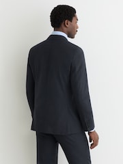 Reiss Navy Venue Double-Breasted Wool-Blend Tailored-Fit Suit Jacket - Image 5 of 7