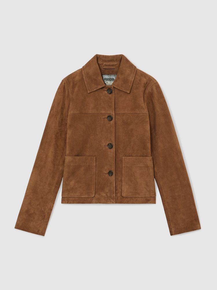 Reiss Tan Miller Suede Patch-Pocket Jacket - Image 2 of 6 Reiss Tan Miller Suede Patch-Pocket Jacket - Image 2 of 6