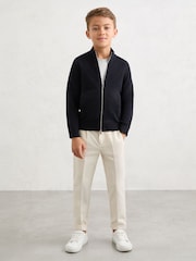 Reiss Navy Hampshire 13-14 yrs Merino Wool-Blend Zip-Through Cardigan - Image 2 of 4