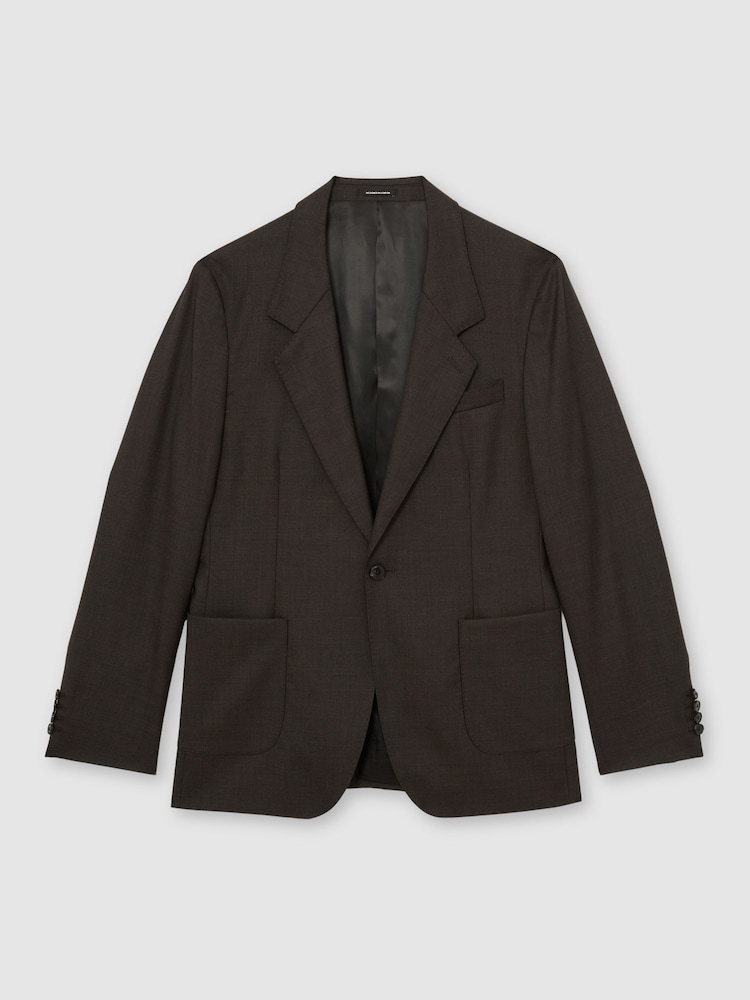 Reiss Brown Richard Wool Single-Breasted Classic-Fit Suit Jacket - Image 2 of 6 Reiss Brown Richard Wool Single-Breasted Classic-Fit Suit Jacket - Image 2 of 6