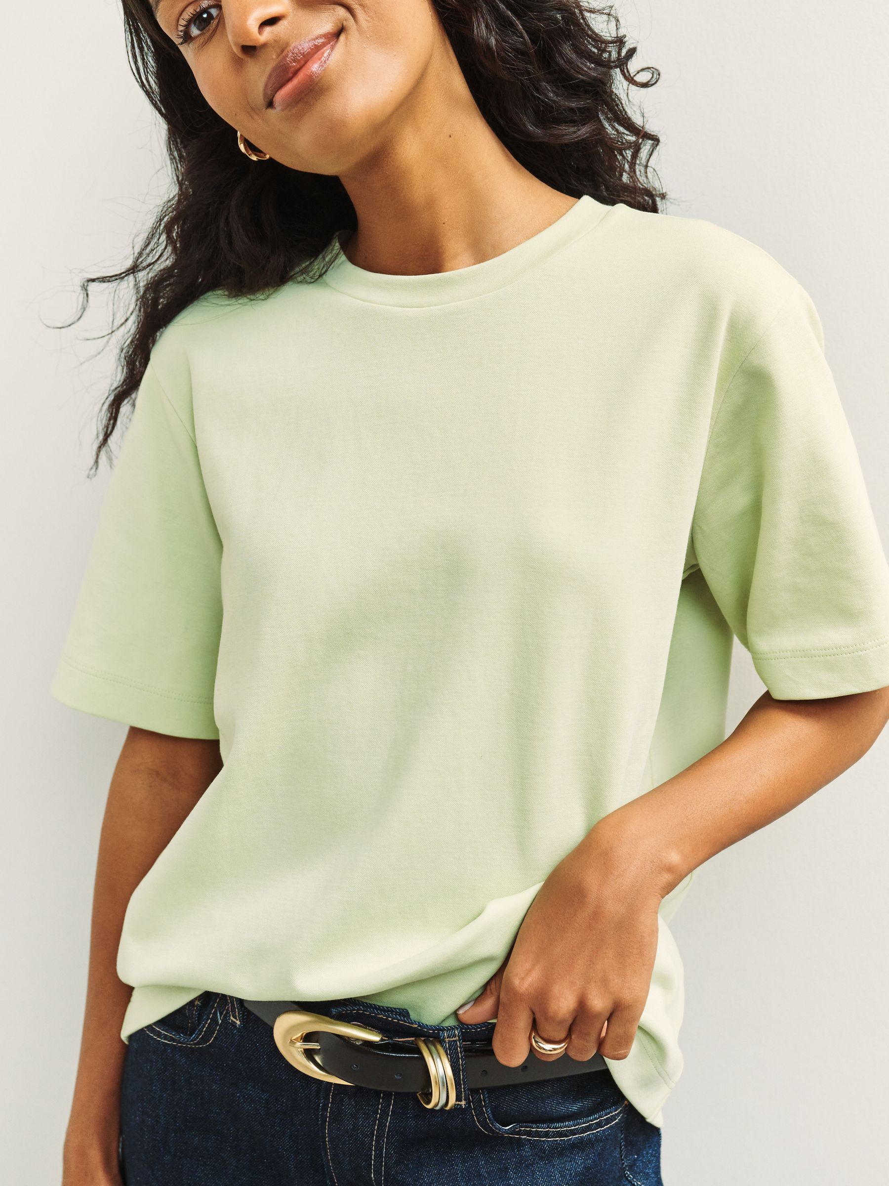 Buy Lime Green Heavyweight Short Sleeve Crew Neck T-Shirt from