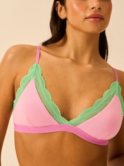 Stripe & Stare Pink Cross Over Bra - Image 3 of 6