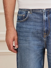 Mid Blue Denim Barrel Fit Signature Ultra Soft Touch Denim Jeans - Image 7 of 10