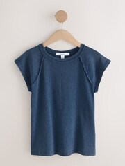 Oprana Plavo - Majice kratkih rukava sa kratkim rukavom preko ramena i detaljima sirovog šava - Slika 1 od 3