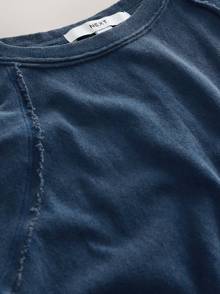 Oprana Plavo - Majice kratkih rukava sa kratkim rukavom preko ramena i detaljima sirovog šava - Slika 2 od 3