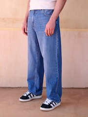 Mid Blue Baggy Fit Lightweight Jeans - Image 1 of 7