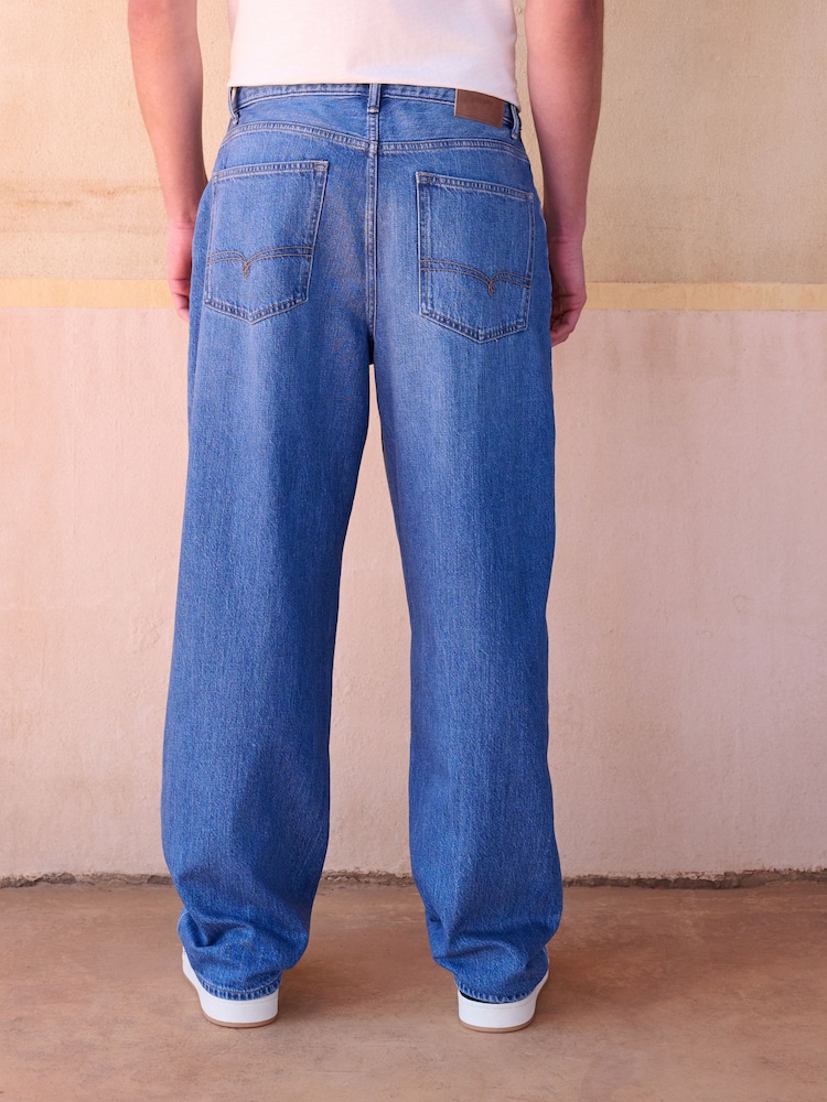 Mid Blue Baggy Fit Lightweight Jeans - Image 2 of 7 Mid Blue Baggy Fit Lightweight Jeans - Image 2 of 7