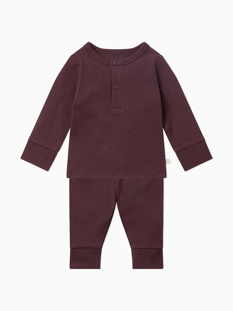 MORI Purple Supersoft Ribbed Pyjamas Set - Image 1 of 6 MORI Purple Supersoft Ribbed Pyjamas Set - Image 1 of 6