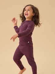 MORI Purple Supersoft Ribbed Pyjamas Set - Image 5 of 6