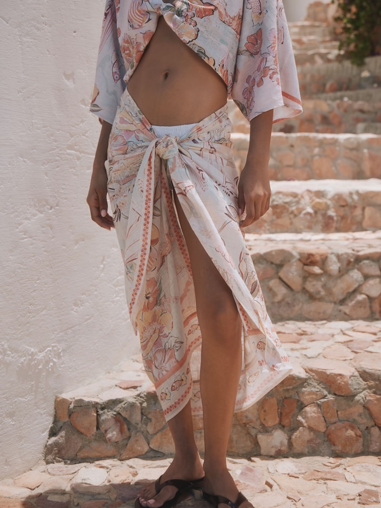 Mediterranean Scenic Print Maxi Length Sarong - Image 1 of 3