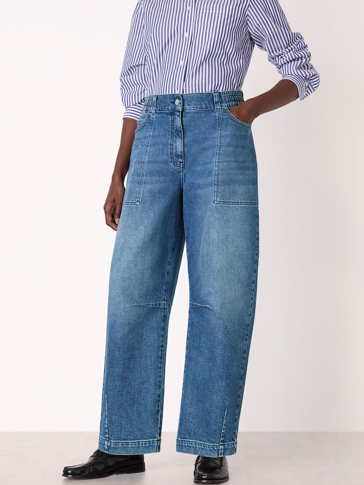 Whistles Blue Elasticated Waist Barrel Jeans - Image 1 of 5