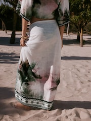 Schwarz/Weiß Palmen-Rand-Print - Sarong in Maxi-Länge - Bild 4 von 4