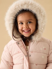 MORI Pink Floral Supersoft Cosy Zip Up Coat - Image 1 of 6