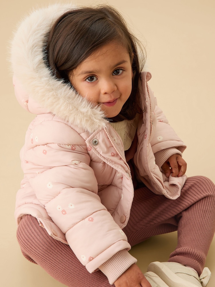 MORI Pink Floral Supersoft Cosy Zip Up Coat - Image 2 of 6
