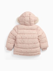 MORI Pink Floral Supersoft Cosy Zip Up Coat - Image 3 of 6