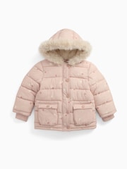MORI Pink Floral Supersoft Cosy Zip Up Coat - Image 5 of 6