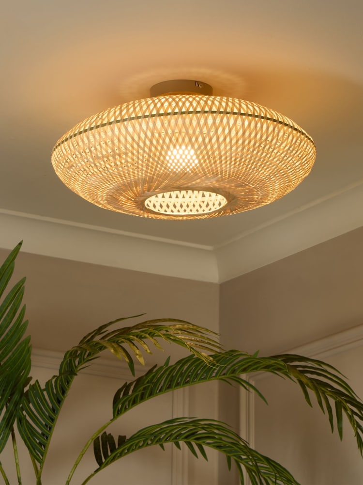 Searchlight Natural Terraweave Flush Ceiling Light - Image 1 of 4