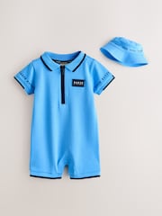 Baker by Ted Baker Blue Romper and Hat Set - Imaginea 1 din 7