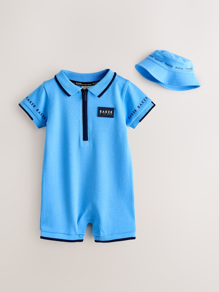 Baker by Ted Baker Blue Romper and Hat Set - Imaginea 1 din 7