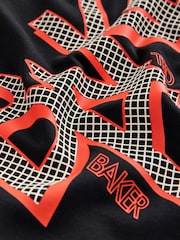 Baker by Ted Baker Oversized Graphic Black T-Shirt and Shorts Set - Image 10 of 13