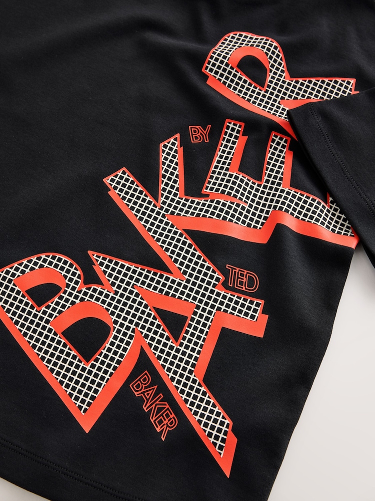 Baker by Ted Baker Oversized Graphic Black T-Shirt and Shorts Set - Image 13 of 13